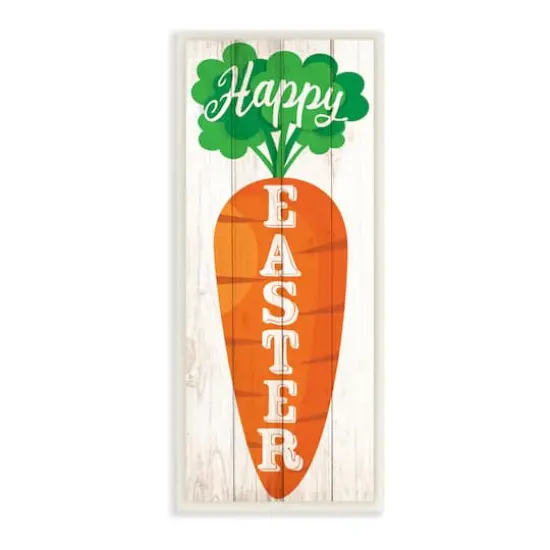 Stupell Industries Happy Easter Vertical Rustic Carrot Sign Phrase Wall Plaque Art {1}