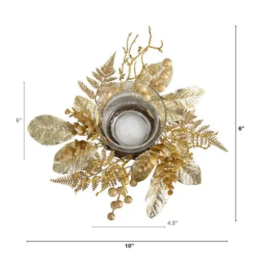 10" Golden Artificial Christmas Candelabrum {4}
