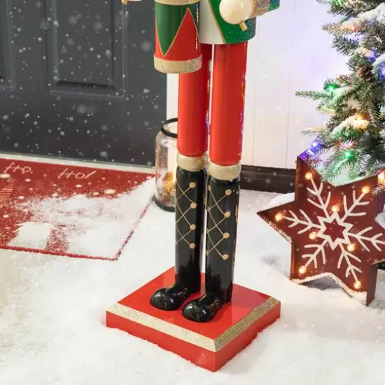 Glitzhome&reg; 54" Wooden Christmas Glitter Soldier Nutcracker {6}