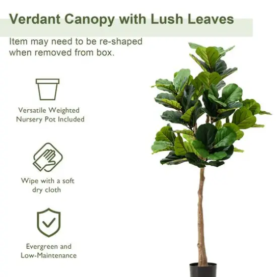 Glitzhome&reg; 5ft. Faux Fiddle Leaf Fig Tree in Pot {8}