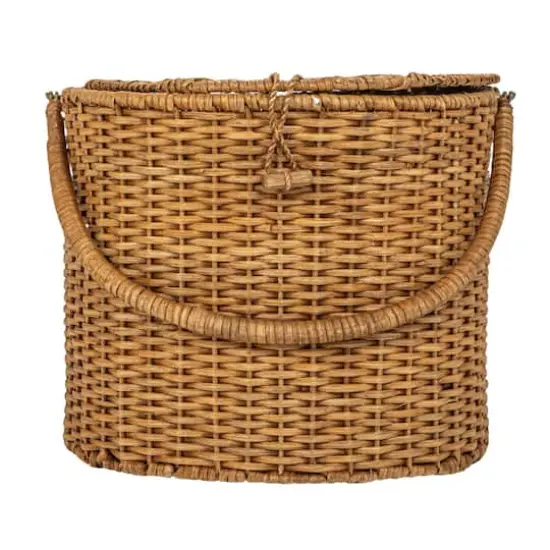 Hello Honey&reg; Natural Oval Wicker Picnic Basket with Open Side Compartment {10}