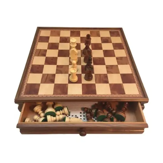 15" Walnut & Maple Drawer Chest Chess Set {3}