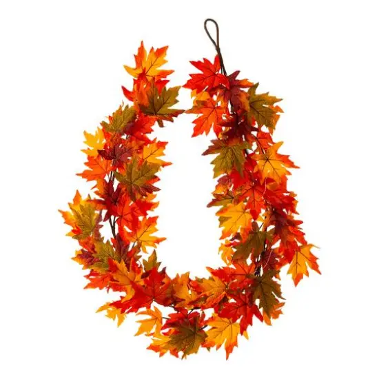 Glitzhome&reg; 6ft. Fall Lighted Maple Leaves Garland with Timer {6}
