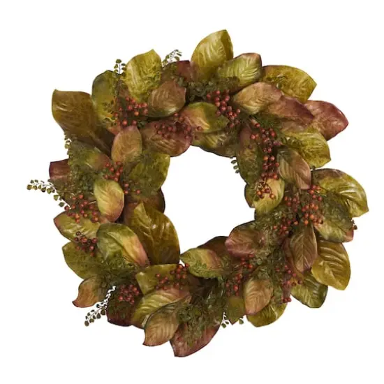 2.5ft. Fall Magnolia Leaf & Berries Wreath {1}