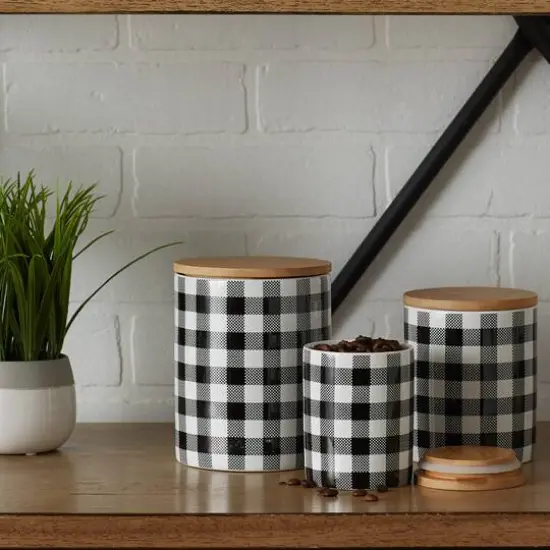 DII&reg; Buffalo Check Ceramic Canister Set Black and White {7}