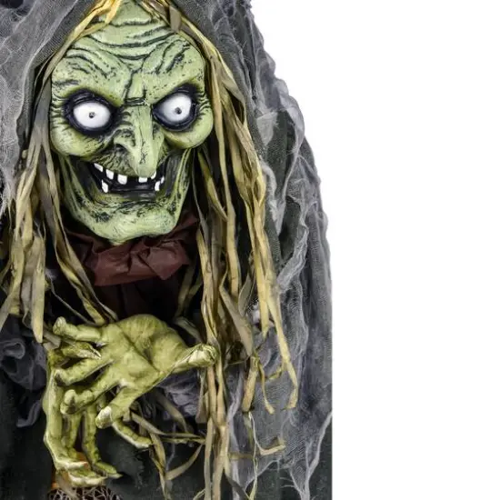 59" Halloween Sound Activated Animated Green Witch {4}