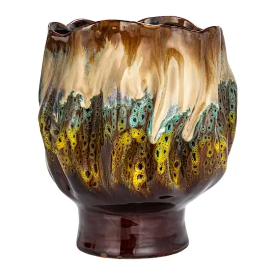 Hello Honey&reg; 9.5" Multicolor Organic Stoneware Planter Vase with Reactive Glaze {9}