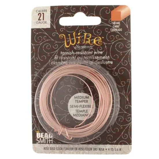 The Beadsmith&reg; Wire Elements&trade; 21 Gauge Tarnish Resistant Medium Temper Square Wire, 4yd.Rose Gold {1}
