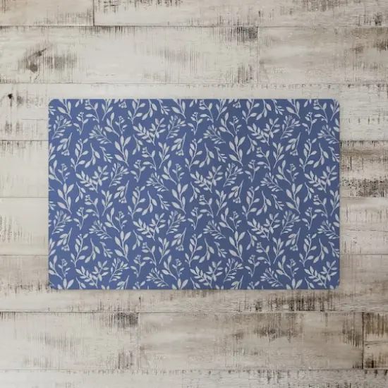 Delicate Floral Floor Mat Navy {3}