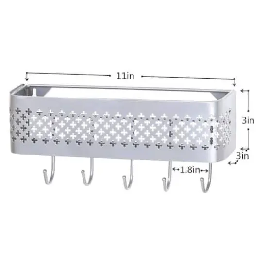 NEX&trade; Silver Wall-Mounted Mail Sorter and Key Organizer with 5 Hooks {3}