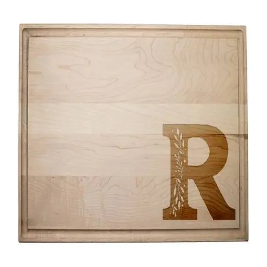 17" Floral Monogram Maple Cutting Board Floral Monogram R {1}