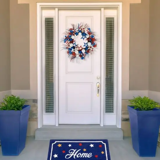 22" Glittered Stars & Rockets Patriotic Wreath {3}