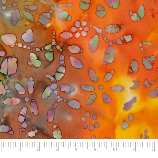 SINGER Batik Red & Orange Flower Cotton Fabric {1}