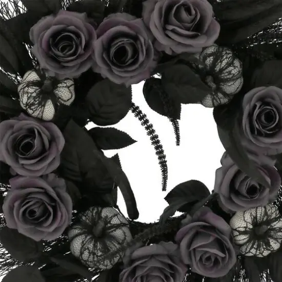 24" Black Pumpkin & Rose Wall Wreath by Ashland&reg; {3}