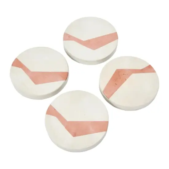 Hello Honey&reg; Off-White and Terracotta Round Sandstone Coaster Set with Abstract Design {1}