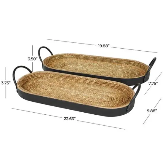 Brown Wooden Coiled Oval Nesting Tray D&eacute;cor Set {4}