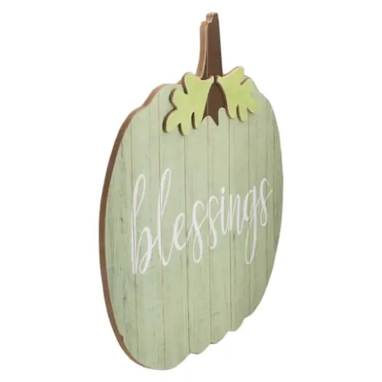 Green Wooden Blessings Pumpkin Hanging Wall Sign {5}