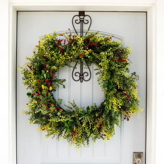 Village Lighting 30" LED Christmas Boxwood & Berry Wreath {4}