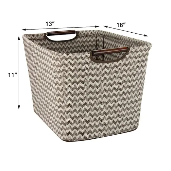 Household Essentials Storage Bin with Wood Handles (Medium, Chevron) {4}