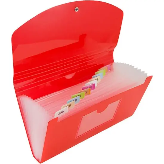 JAM Paper 5" x 10.5" 13-Pocket Expanding File, 2ct. Red {4}