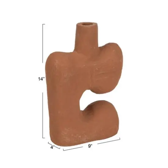 Hello Honey&reg; 14" Modern Abstract Decorative Paper Mache Vase Terra Cotta {4}