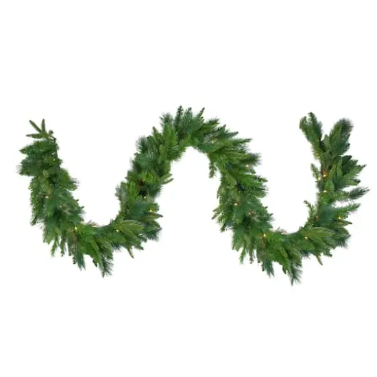 9ft. Pre-Lit Warm White LED Mixed Rosemary Pine Garland {4}