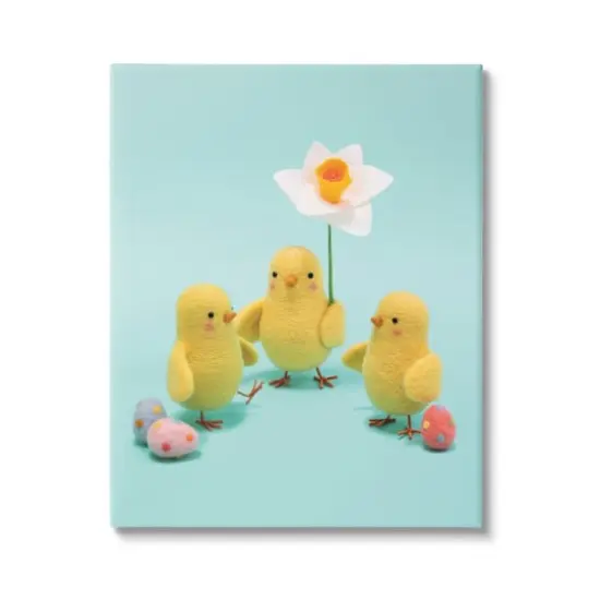 Stupell Industries Spring Chicks Floral Easter Eggs Canvas Wall Art {1}
