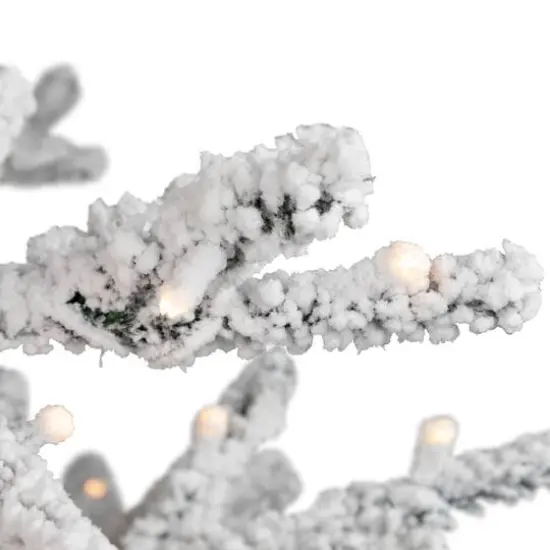 7.5ft. Pre-Lit Medium Flocked IPT Artificial Garden Christmas Tree, Warm White LED Lights {3}