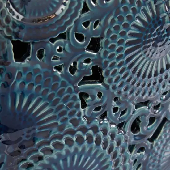 Set of 2 Blue Stoneware Eclectic Vase, 16", 13" {6}