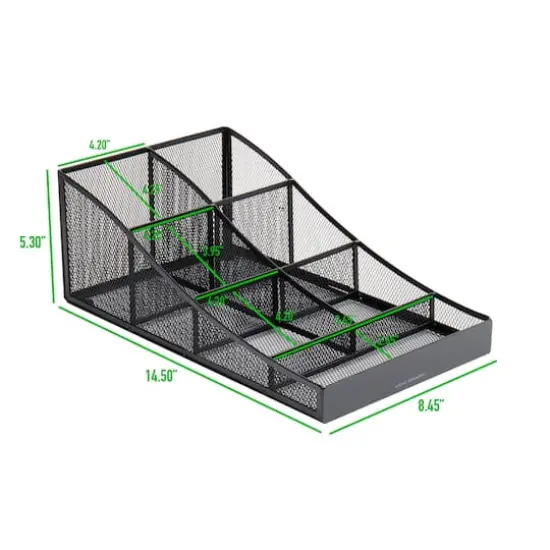 Mind Reader Black 7 Compartment Tea and Coffee Condiment Organizer {4}