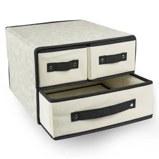 DII&reg; White Damask 3 Drawer Storage Closet {3}