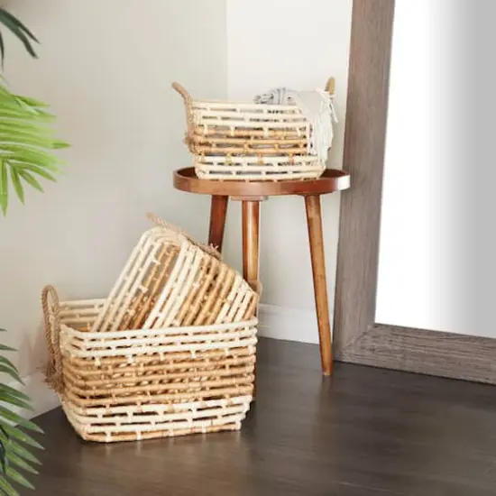 Rectangle Brown Contemporary Sea Grass Storage Basket Set {10}