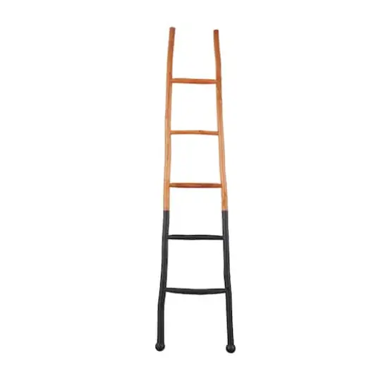 6ft. Handmade Slanted Wood Ladder Black and Brown {1}
