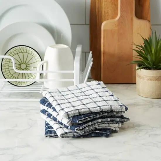 DII&reg; Nautical Blue Combo Windowpane Dishcloths, 6ct. {8}