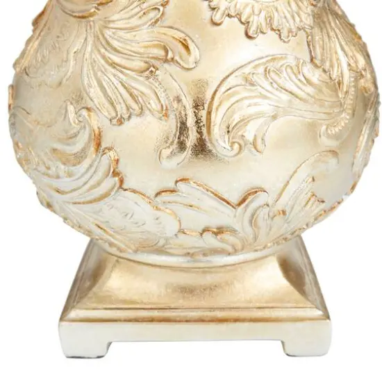 13" Gold Round Traditional Decorative Jar {7}