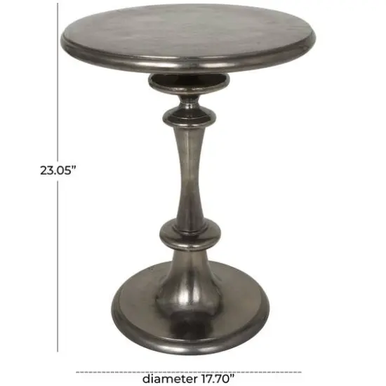 23" Black Aluminum Turned Style Accent Table {10}