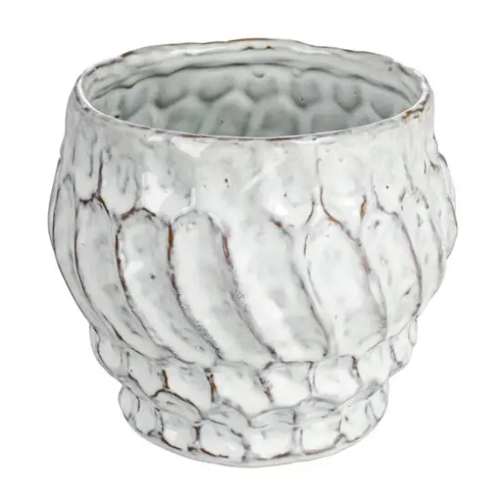 Hello Honey&reg; 5" Ivory Embossed Stoneware Planter {1}