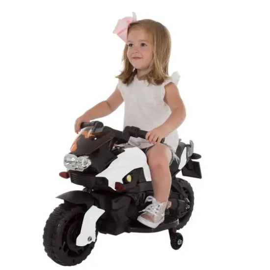 Toy Time Ride-On 2 Wheel Motorcycle White {10}
