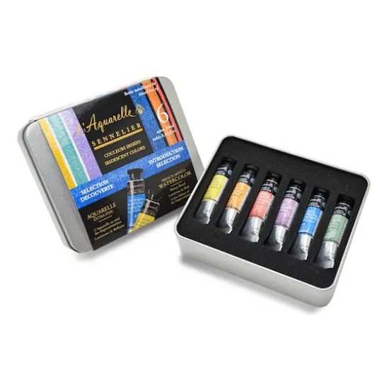 Sennelier French Artists' 6-Color Iridescent Watercolor Introduction Tin Set {3}