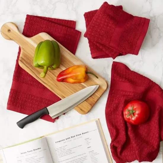 DII&reg; Solid Barn Red Waffle Terry Dishtowels, 4ct. {6}