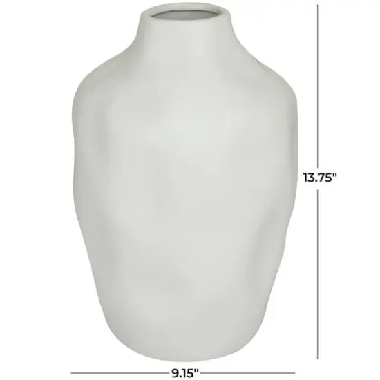 CosmoLiving by Cosmopolitan White Ceramic Faceted Vase 9" x 9" x 14" {6}