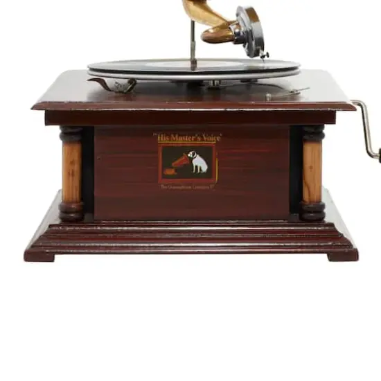 Brown Wood and Metal Vintage Gramophone, 28" x 18" x 16" {10}