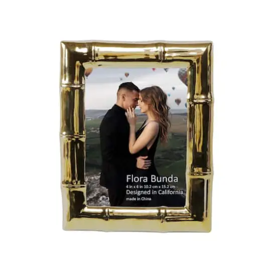 Flora Bunda&reg; 4" x 6" Gold Bamboo Ceramic Frame {1}
