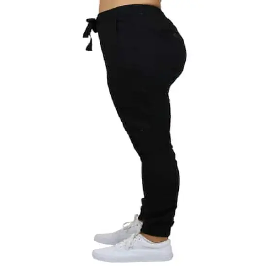 Galaxy By Harvic Loose Fit Stretch Twill Women's Joggers Black {4}