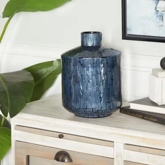 Blue Shell Contemporary Vase, 9" x 9" x 9" {8}