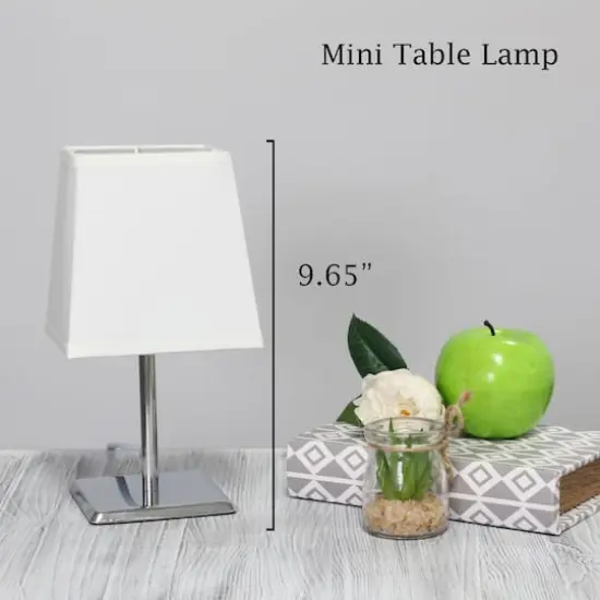 Simple Designs&trade; 9.5" Mini Chrome Table Lamp with Squared Empire Shade White {5}