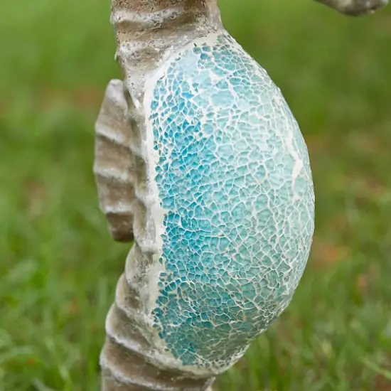 Glitzhome&reg; 21" Faux Granite & Mosaic Seahorse Statue {8}