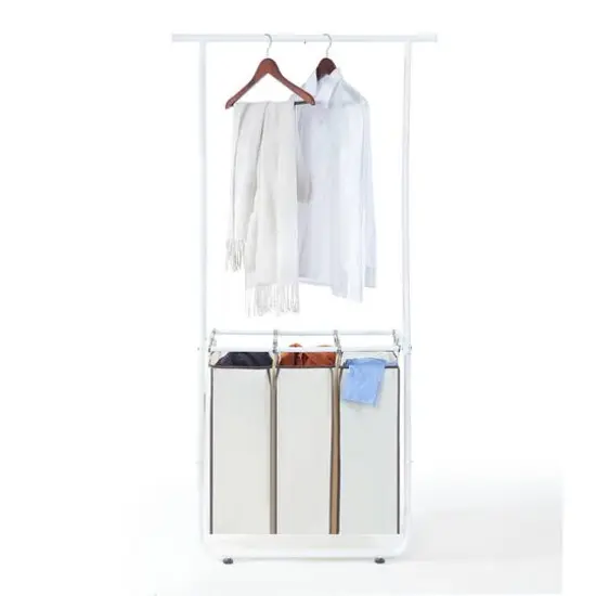SunnyPoint Laundry Sorter with Hanging Bar White {1}