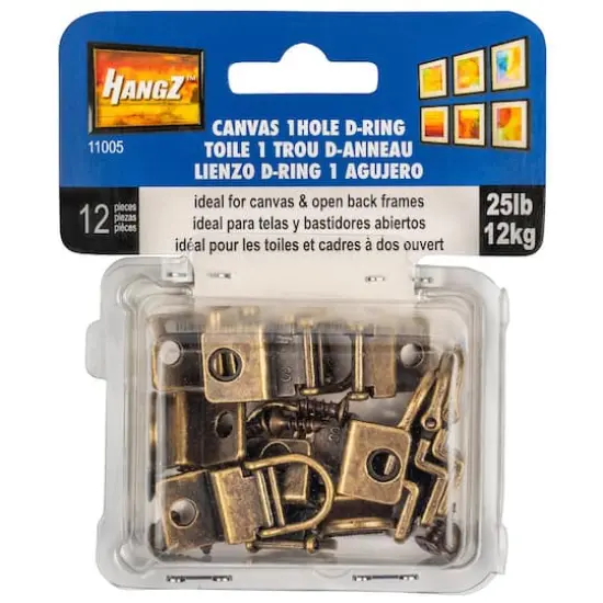 HangZ&trade; 25lb. Canvas Wire 1 Hole D Rings, 12ct. {1}