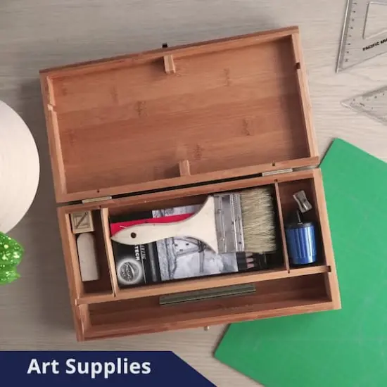 Pacific Arc 13" x 8" Bamboo Paint Box with Palette & 4 Compartments {9}